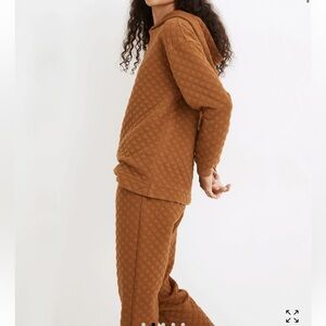 Madewell Set Quilted Brown Hoodie and Pants Set Size XXS